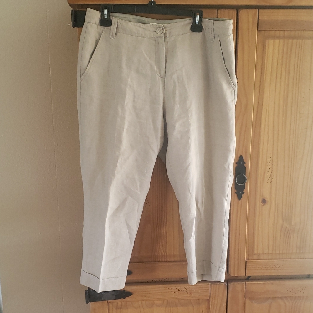 Eileen Fisher 100% Organic Linen Cropped Pants